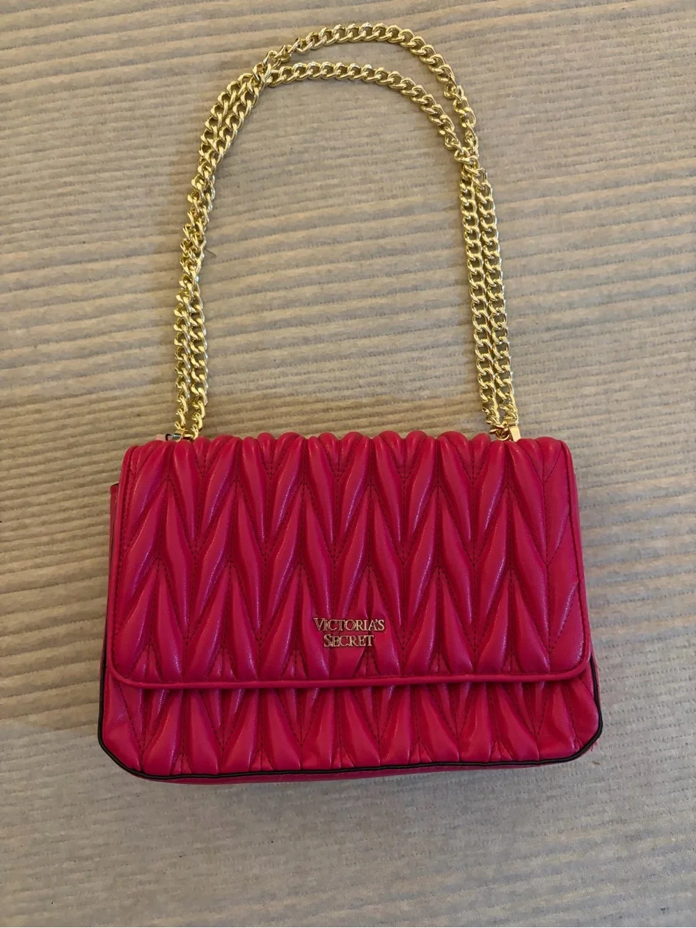 Y2K Victoria Secret Love Pink Crossbody Purse Clutch Quilted HTF Shoulder Bag